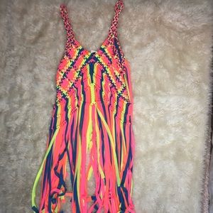 Neon multicolored braided swimsuit cover